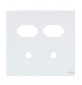 Placa p/ 2 Tomadas + 2 Furos 4x4 - Novara Glass Branco